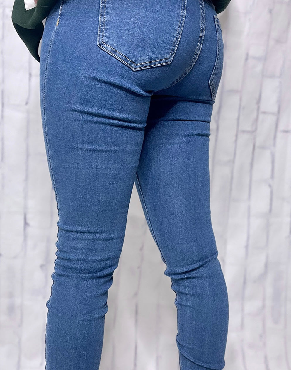 Stacked Dark Blue Jeans